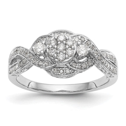14K Weißgold Komplett Diamant Cluster Verlobungsring