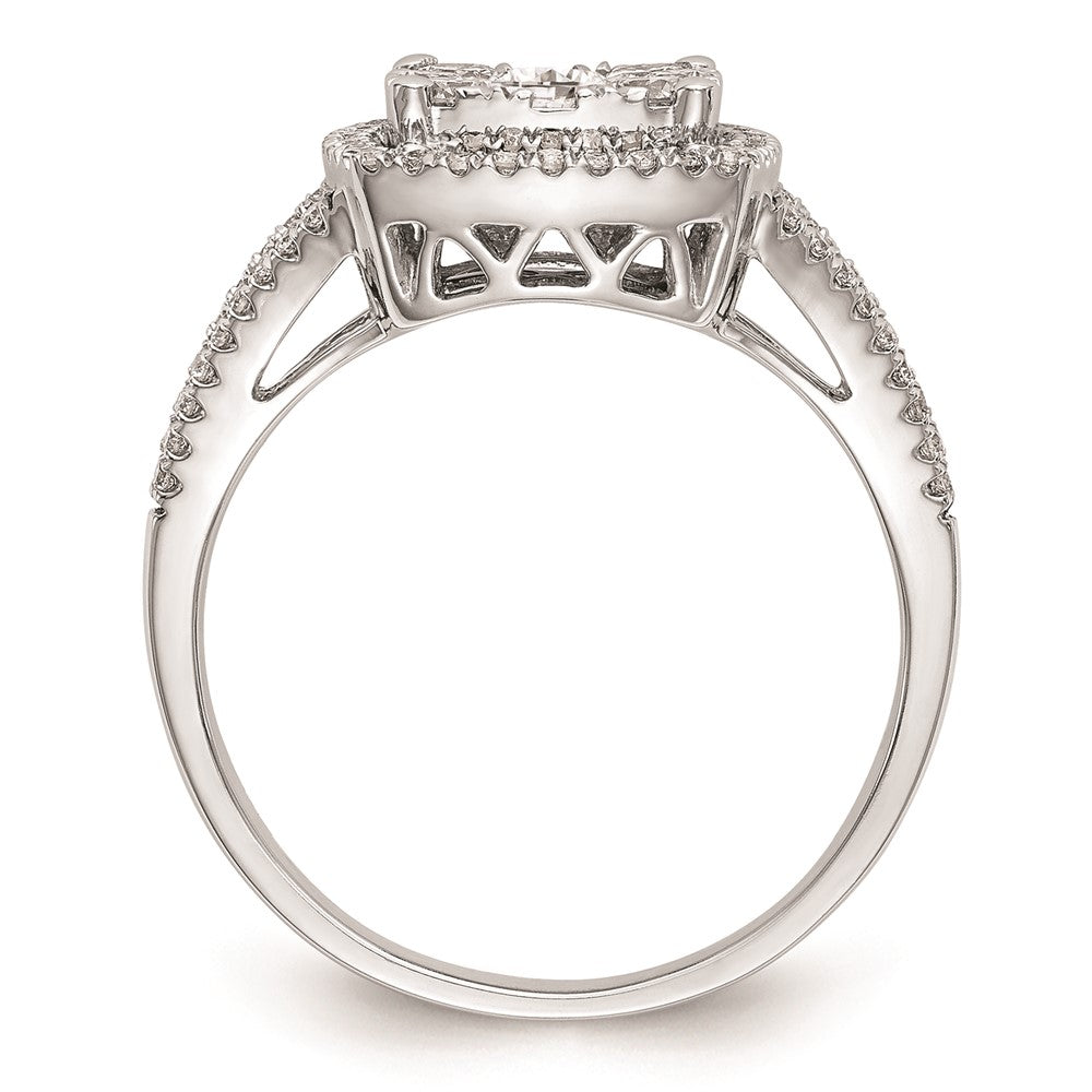 14K Weißgold Diamant-Cluster-Verlobungsring, komplett mit echten Diamanten besetzt