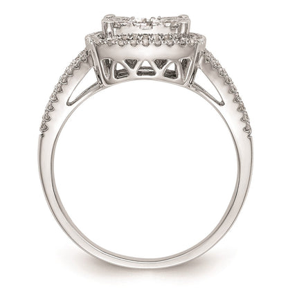 14K Weißgold Diamant-Cluster-Verlobungsring, komplett mit echten Diamanten besetzt