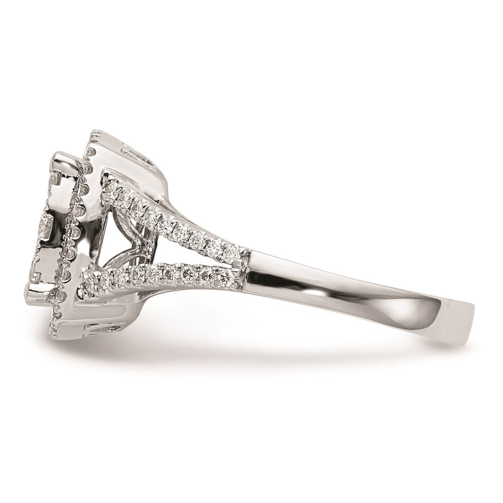 14K Weißgold Diamant-Cluster-Verlobungsring, komplett mit echten Diamanten besetzt