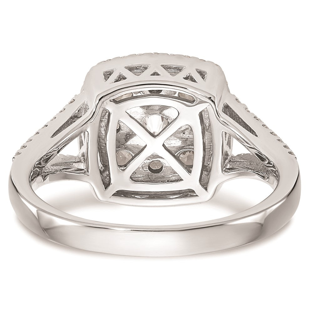 14K Weißgold Diamant-Cluster-Verlobungsring, komplett mit echten Diamanten besetzt