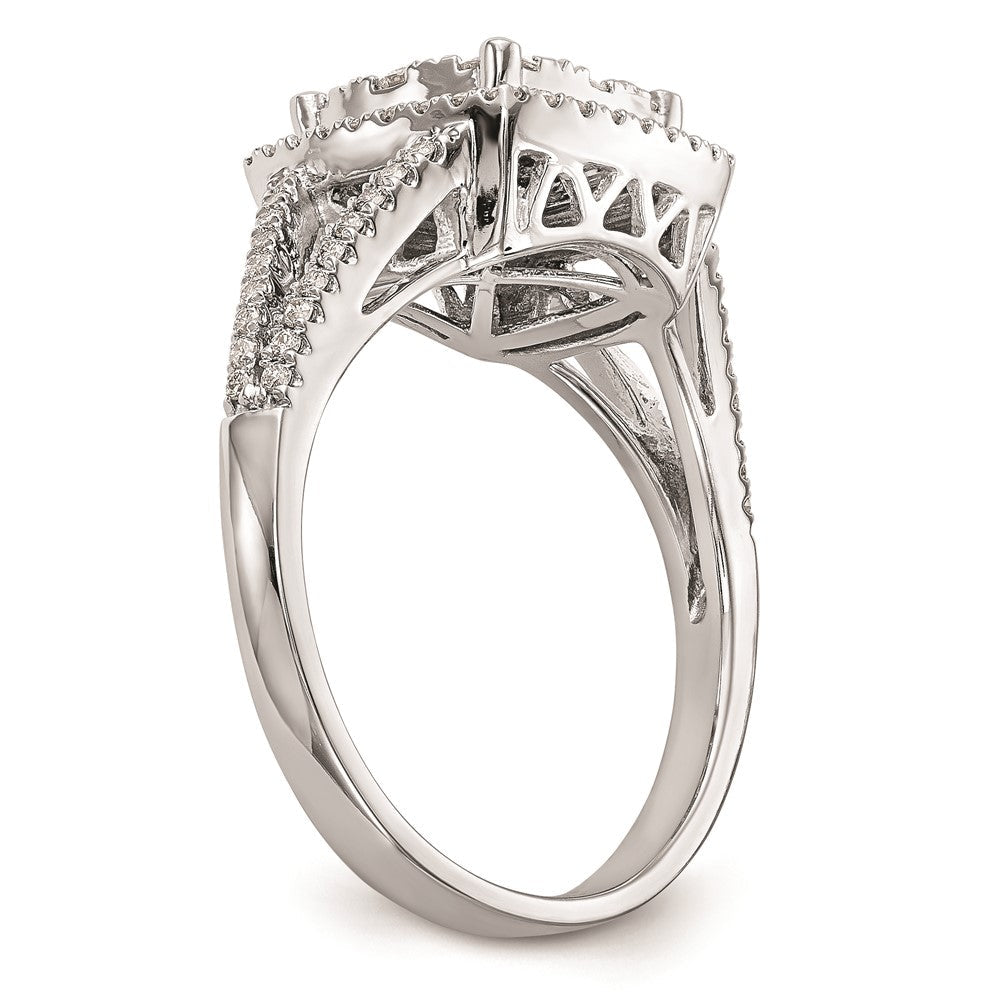 14K Weißgold Diamant-Cluster-Verlobungsring, komplett mit echten Diamanten besetzt
