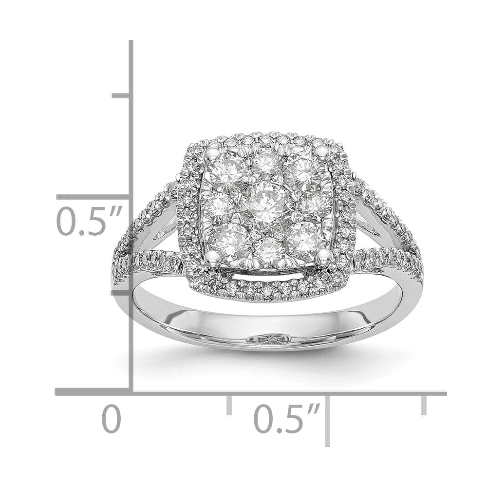 14K Weißgold Diamant-Cluster-Verlobungsring, komplett mit echten Diamanten besetzt