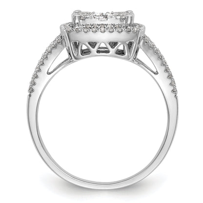 14K Weißgold Verlobungsring mit 1 ct. Laborgezüchteten Diamanten VS/SI+ G+ im Cluster-Design