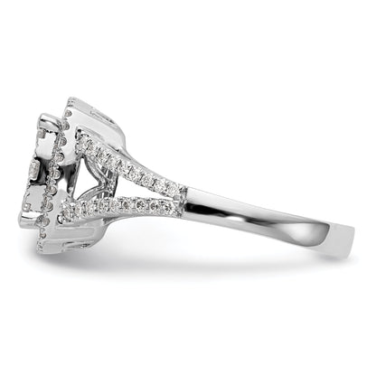 14K Weißgold Verlobungsring mit 1 ct. Laborgezüchteten Diamanten VS/SI+ G+ im Cluster-Design