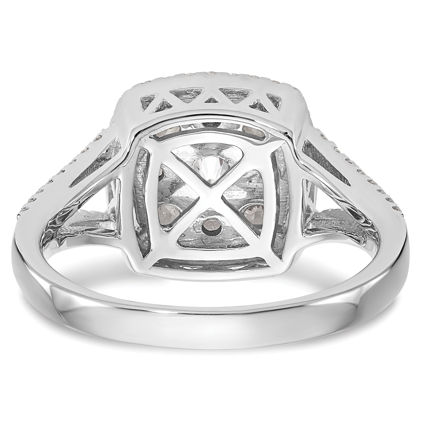 14K Weißgold Verlobungsring mit 1 ct. Laborgezüchteten Diamanten VS/SI+ G+ im Cluster-Design