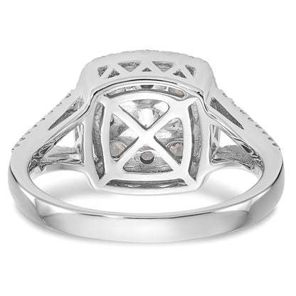 14K Weißgold Verlobungsring mit 1 ct. Laborgezüchteten Diamanten VS/SI+ G+ im Cluster-Design