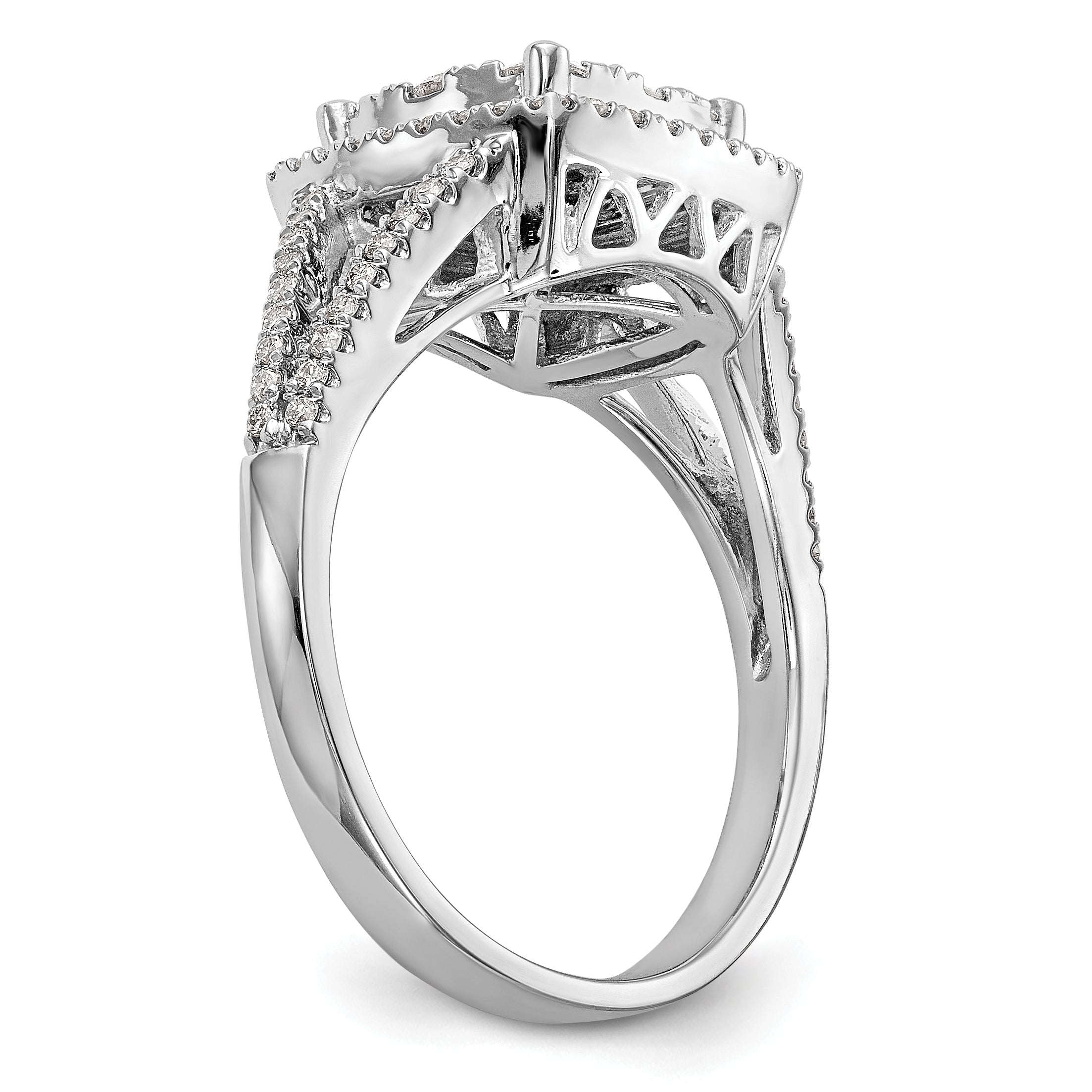 14K Weißgold Verlobungsring mit 1 ct. Laborgezüchteten Diamanten VS/SI+ G+ im Cluster-Design