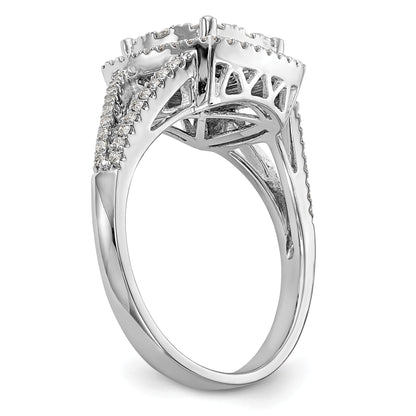 14K Weißgold Verlobungsring mit 1 ct. Laborgezüchteten Diamanten VS/SI+ G+ im Cluster-Design