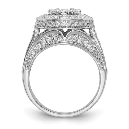 14K Weißgold Verlobungsring mit natürlichen Diamanten im Cluster-Design, vollständig besetzt