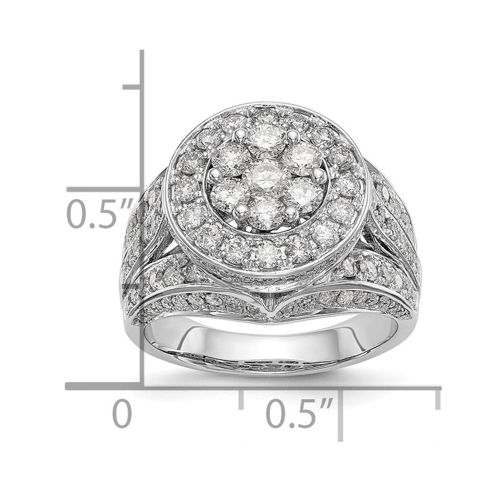 14K Weißgold Verlobungsring mit natürlichen Diamanten im Cluster-Design, vollständig besetzt