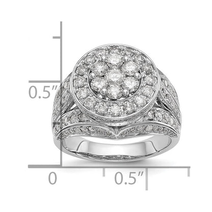 14K Weißgold Verlobungsring mit natürlichen Diamanten im Cluster-Design, vollständig besetzt