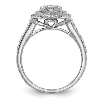 Verlobungsring mit Diamant-Cluster aus 14K Weißgold, natürliche Diamanten