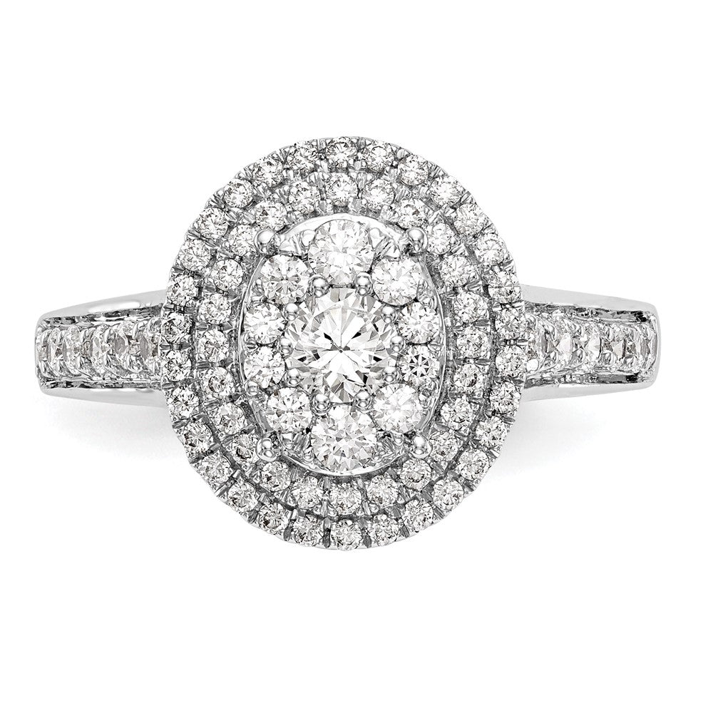 Verlobungsring mit Diamant-Cluster aus 14K Weißgold, natürliche Diamanten