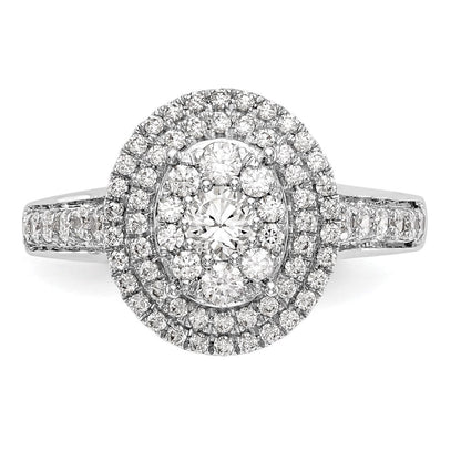 Verlobungsring mit Diamant-Cluster aus 14K Weißgold, natürliche Diamanten