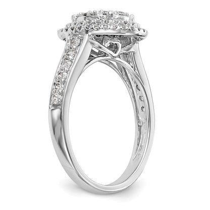 Verlobungsring mit Diamant-Cluster aus 14K Weißgold, natürliche Diamanten
