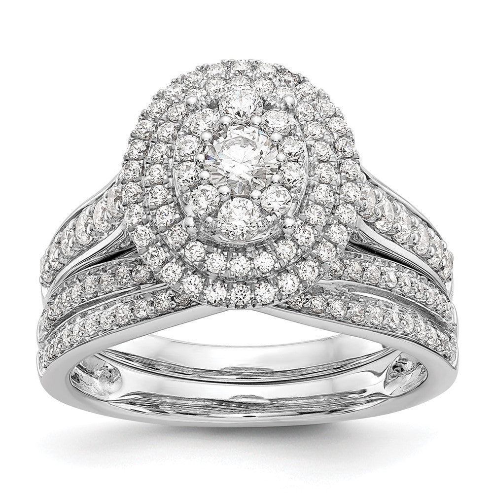 Verlobungsring mit Diamant-Cluster aus 14K Weißgold, natürliche Diamanten