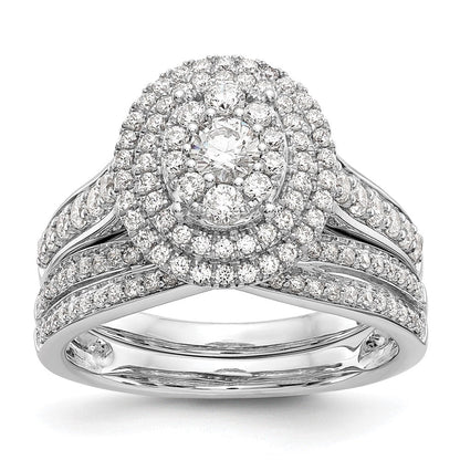 Verlobungsring mit Diamant-Cluster aus 14K Weißgold, natürliche Diamanten