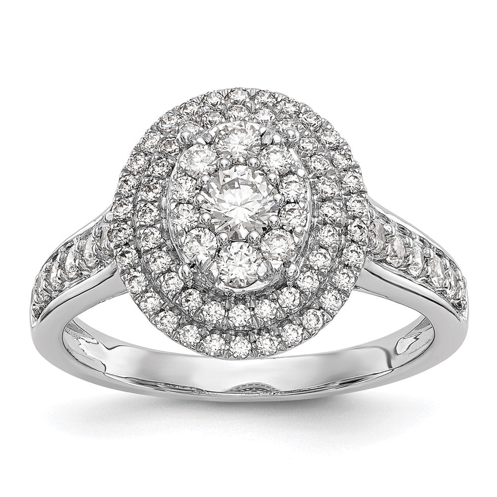 Verlobungsring mit Diamant-Cluster aus 14K Weißgold, natürliche Diamanten