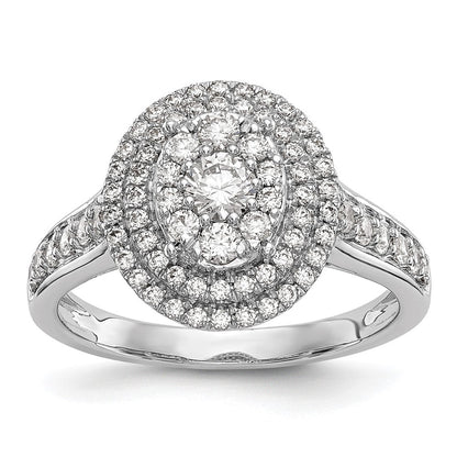 Verlobungsring mit Diamant-Cluster aus 14K Weißgold, natürliche Diamanten