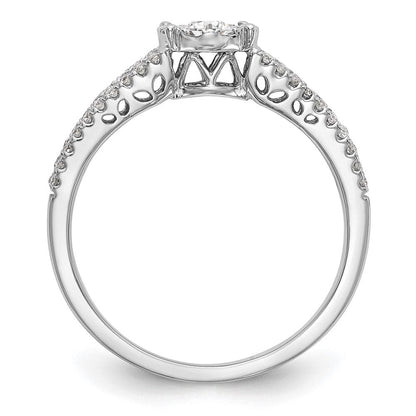 14K Weißgold Heiligenschein Cluster 1/2 Karat Diamant Komplett Verlobungsring