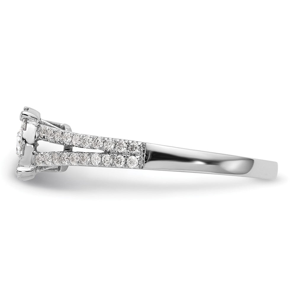 14K Weißgold Heiligenschein Cluster 1/2 Karat Diamant Komplett Verlobungsring