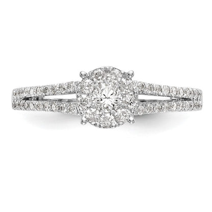 14K Weißgold Heiligenschein Cluster 1/2 Karat Diamant Komplett Verlobungsring