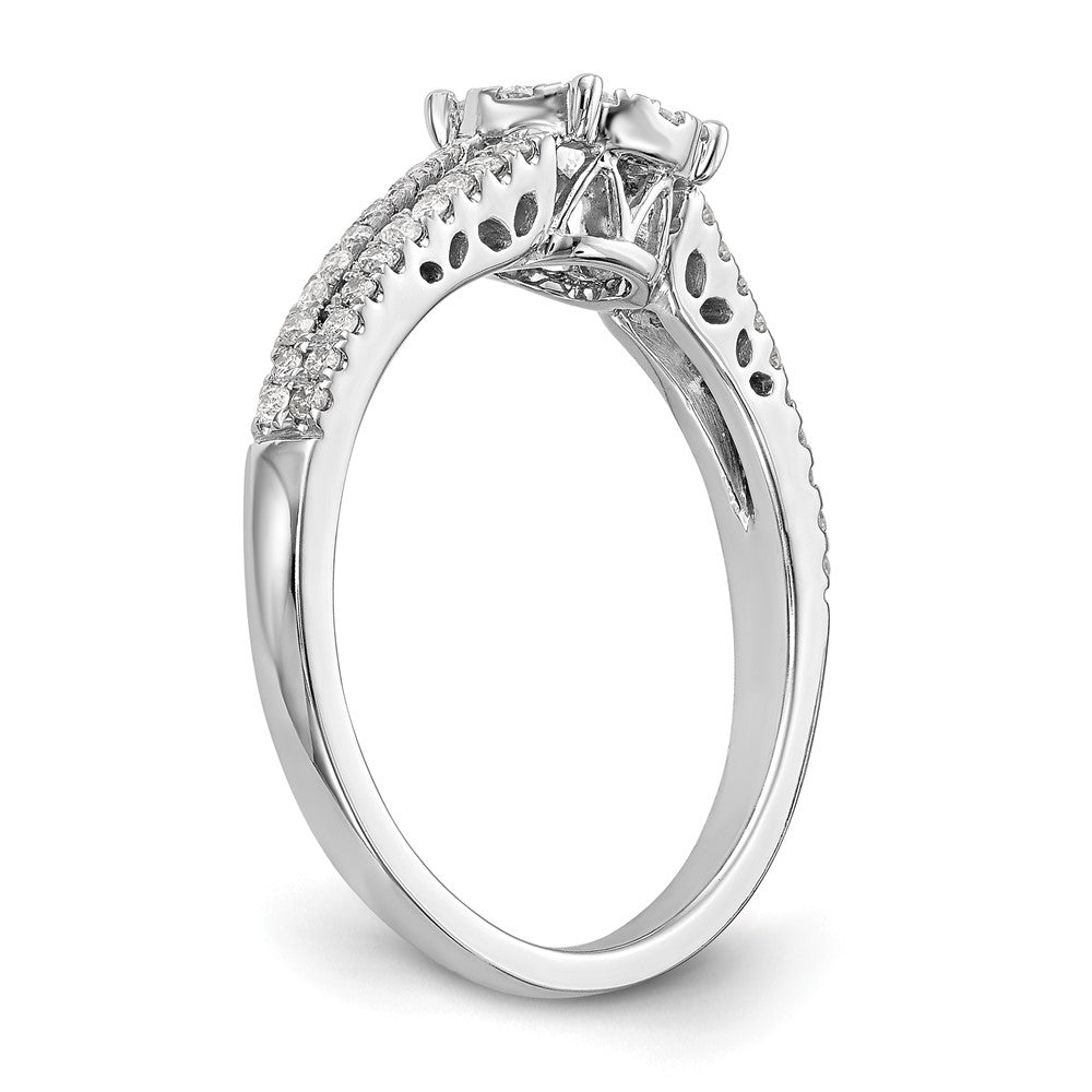 14K Weißgold Heiligenschein Cluster 1/2 Karat Diamant Komplett Verlobungsring