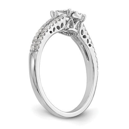 14K Weißgold Heiligenschein Cluster 1/2 Karat Diamant Komplett Verlobungsring