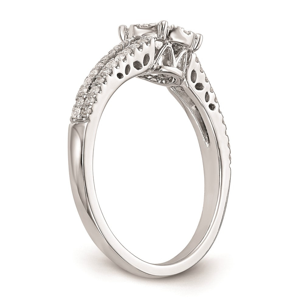14K Weißgold Verlobungsring mit natürlichen Diamanten im Cluster-Design, komplett besetzt