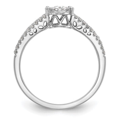 14K Weißgold Verlobungsring mit Diamant-Cluster, Labor gezüchtet, VS/SI+ G+