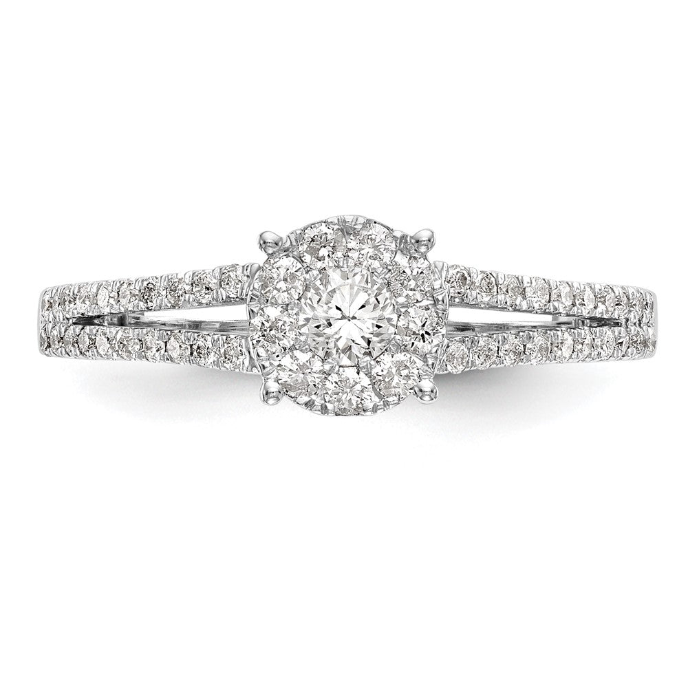 14K Weißgold Verlobungsring mit Diamant-Cluster, Labor gezüchtet, VS/SI+ G+