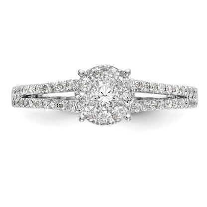 14K Weißgold Verlobungsring mit Diamant-Cluster, Labor gezüchtet, VS/SI+ G+
