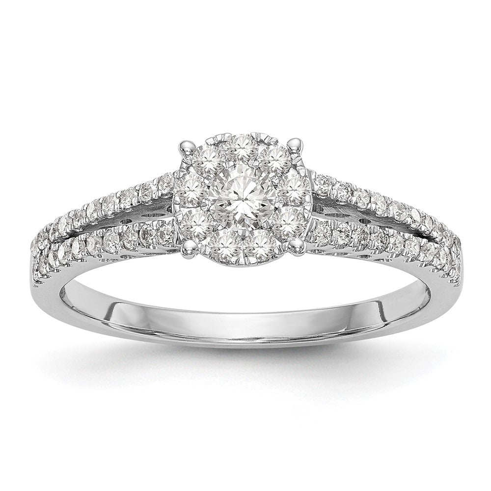 14K Weißgold Verlobungsring mit Diamant-Cluster, Labor gezüchtet, VS/SI+ G+