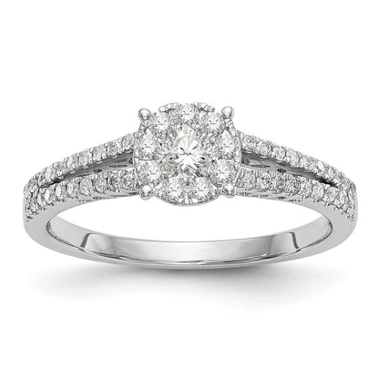 14K Weißgold Verlobungsring mit Diamant-Cluster, Labor gezüchtet, VS/SI+ G+