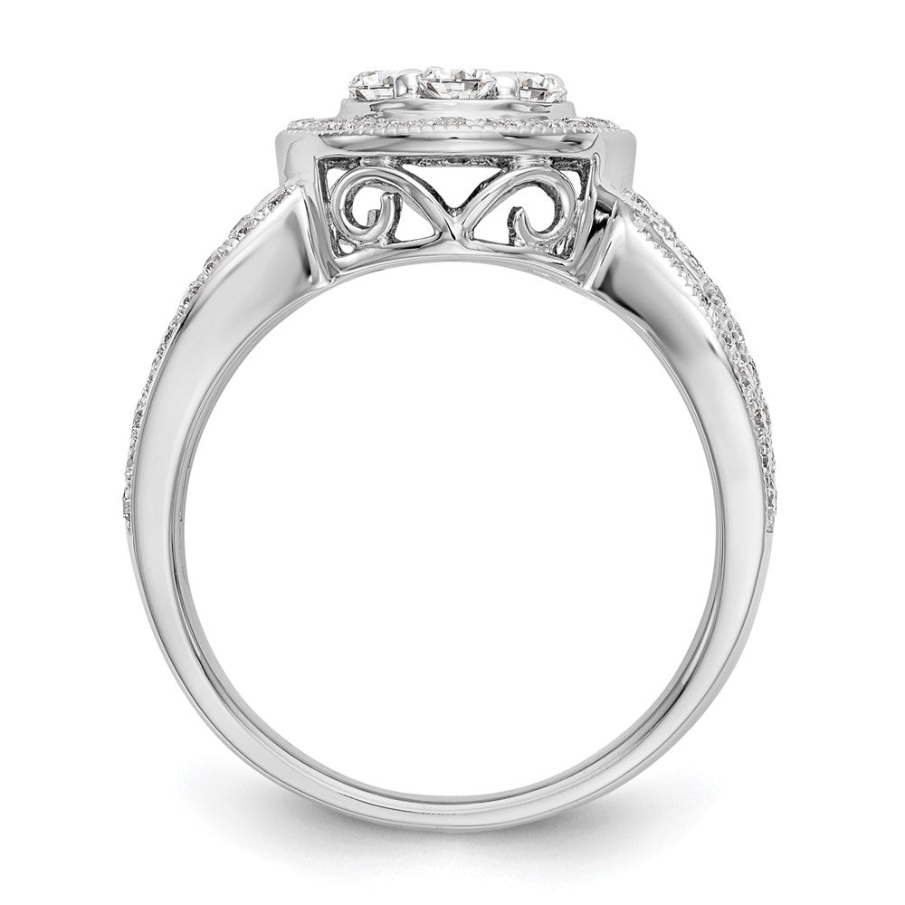 14K Weißgold Verlobungsring mit natürlichem Diamant-Cluster