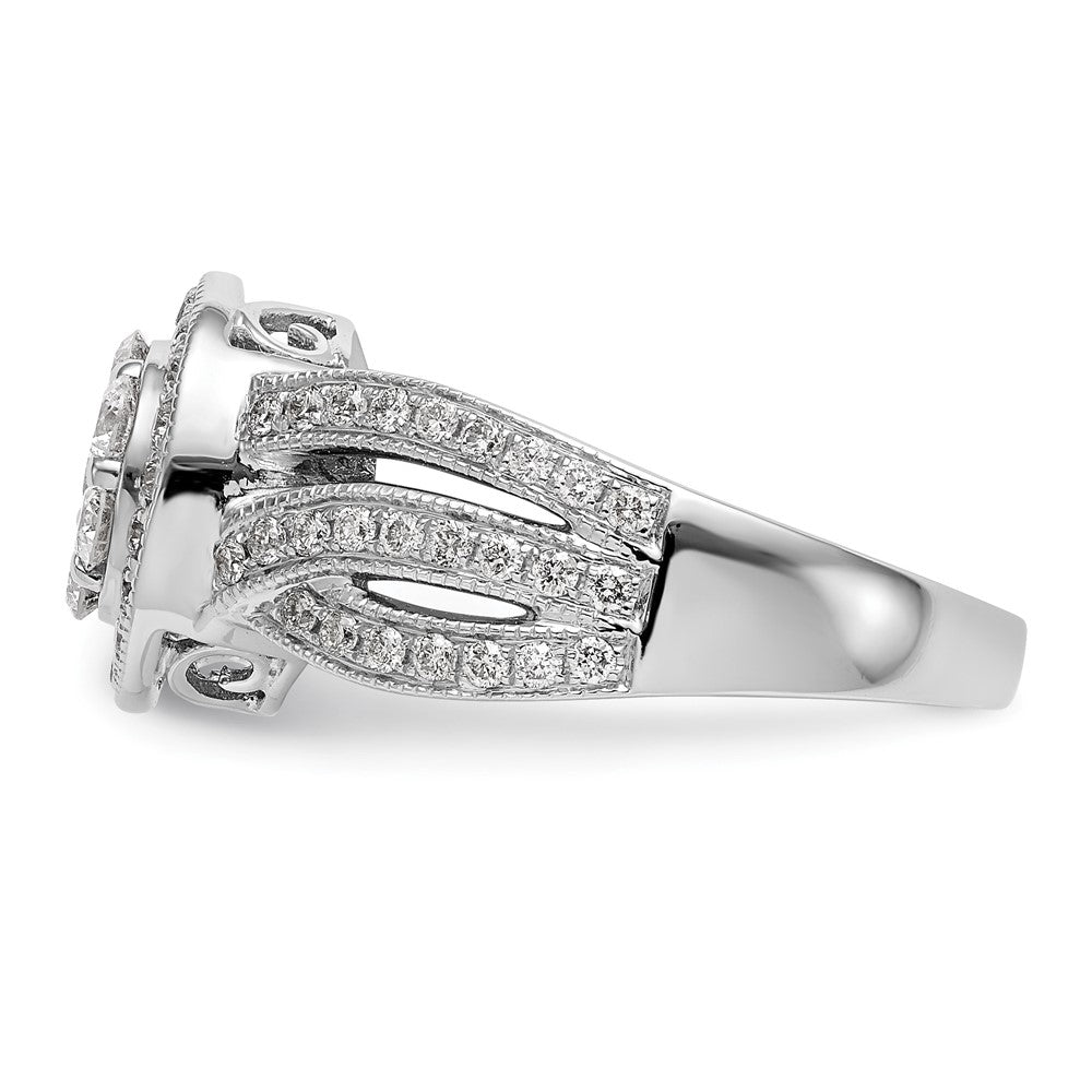 14K Weißgold Verlobungsring mit natürlichem Diamant-Cluster