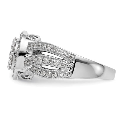 14K Weißgold Verlobungsring mit natürlichem Diamant-Cluster