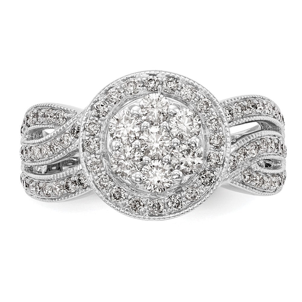 14K Weißgold Verlobungsring mit natürlichem Diamant-Cluster