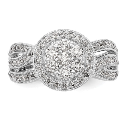 14K Weißgold Verlobungsring mit natürlichem Diamant-Cluster