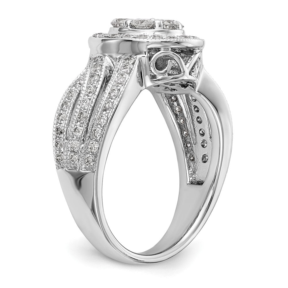 14K Weißgold Verlobungsring mit natürlichem Diamant-Cluster