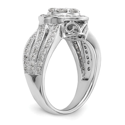14K Weißgold Verlobungsring mit natürlichem Diamant-Cluster