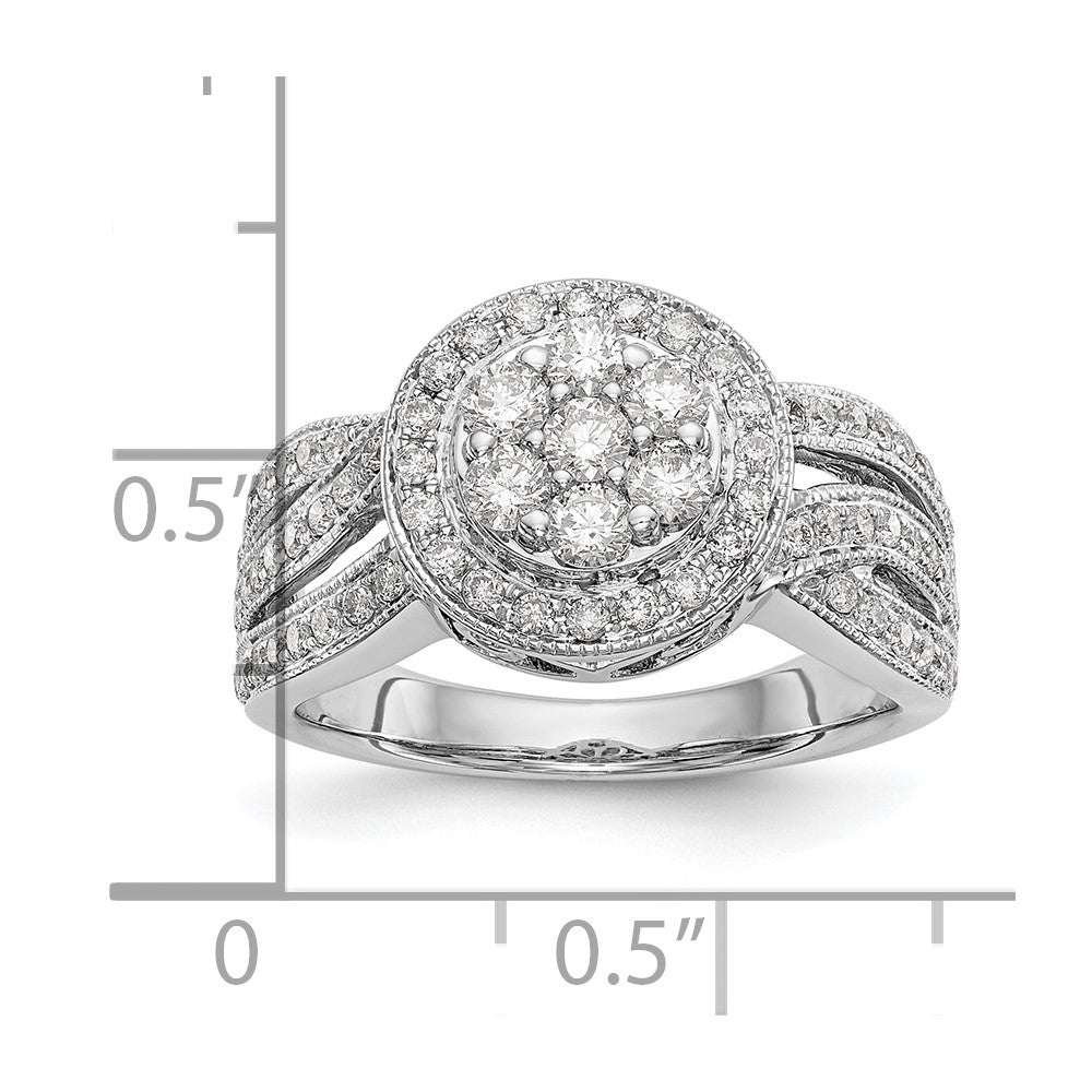 14K Weißgold Komplett Diamant Cluster Verlobungsring