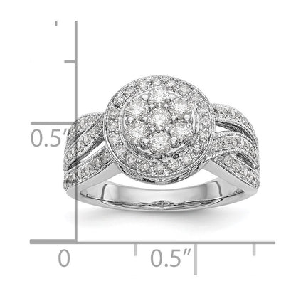 14K Weißgold Komplett Diamant Cluster Verlobungsring