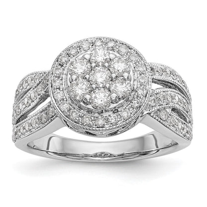 14K Weißgold Verlobungsring mit natürlichem Diamant-Cluster
