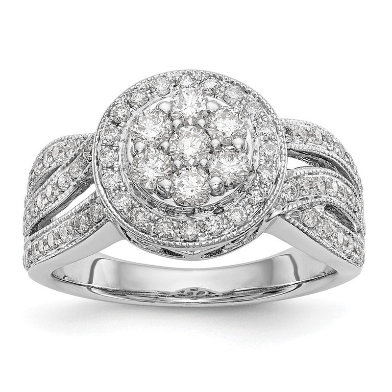 14K Weißgold Verlobungsring mit natürlichem Diamant-Cluster