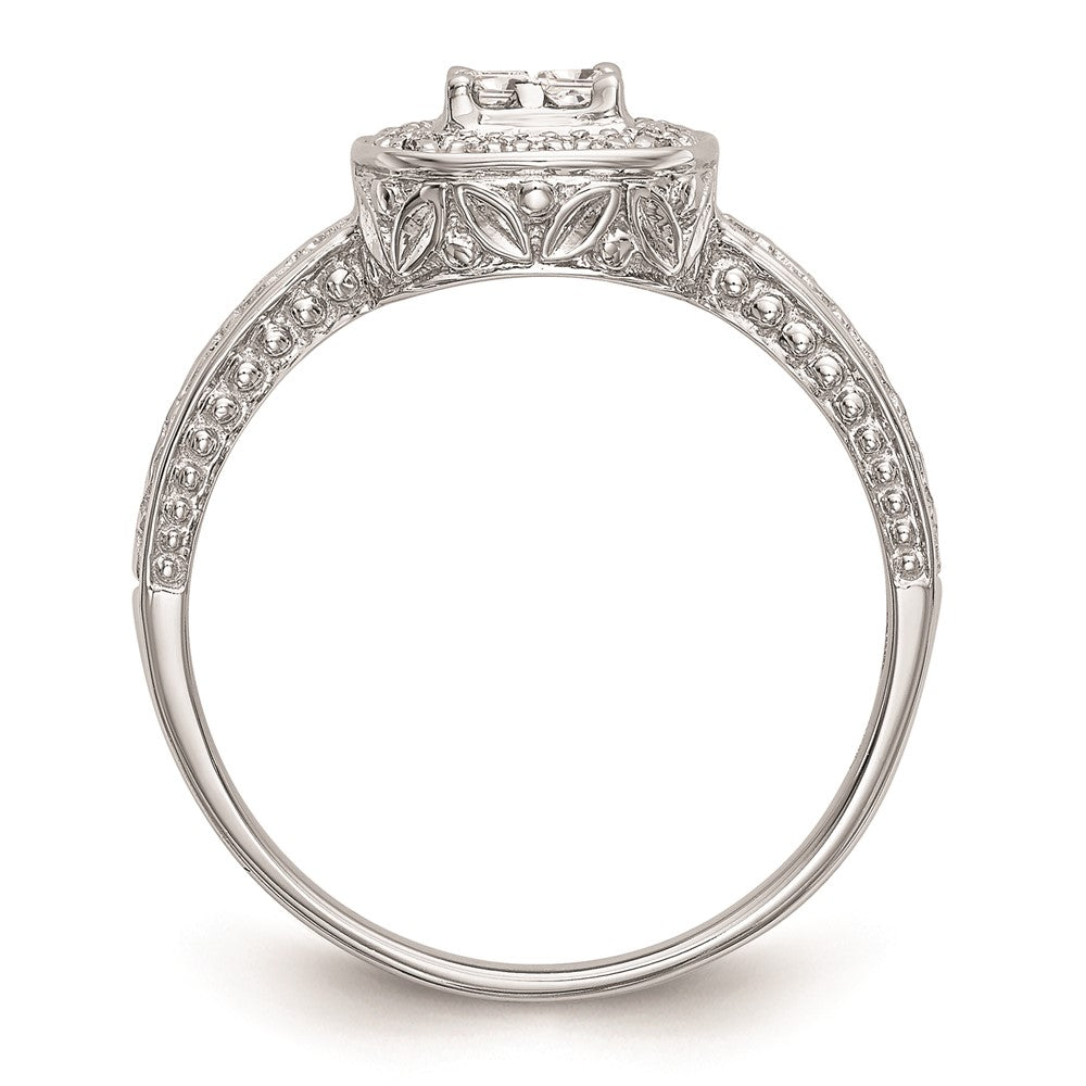 14K Weißgold Verlobungsring mit Diamant-Cluster (echte Diamanten), komplett besetzt