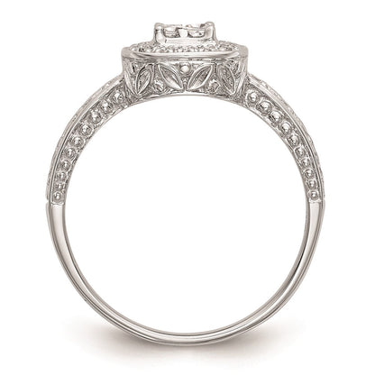 14K Weißgold Verlobungsring mit Diamant-Cluster (echte Diamanten), komplett besetzt