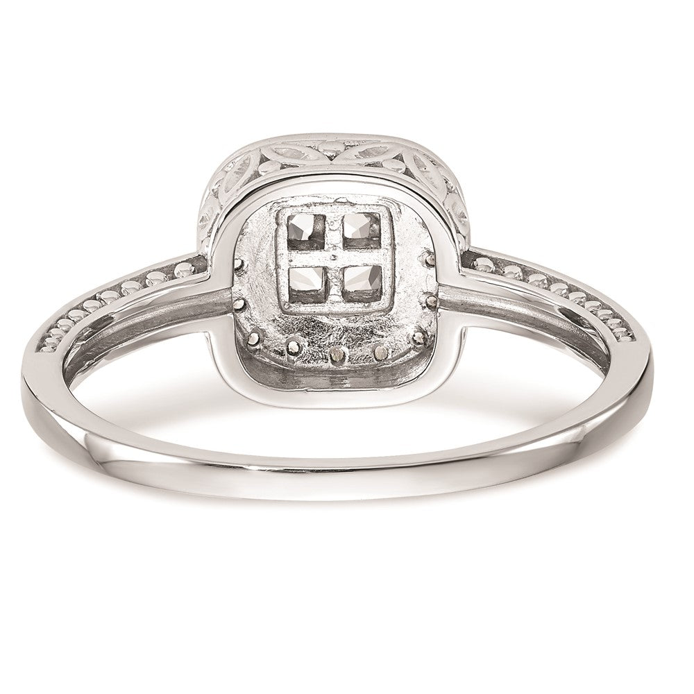 14K Weißgold Verlobungsring mit Diamant-Cluster (echte Diamanten), komplett besetzt