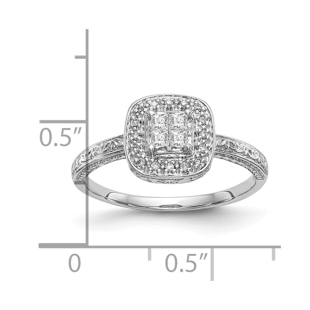 14K Weißgold Verlobungsring mit Diamant-Cluster (echte Diamanten), komplett besetzt